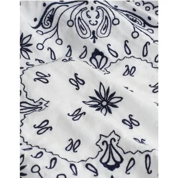 MADEWELL Embroidered Poplin Shirred Button-Up Shirt Size XS NWT MSRP $148 - Picture 7 of 9